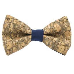 Noeud papillon en liège "Chardonnay" à paillettes dorées bague bleu marine