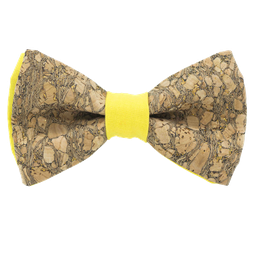 Noeud papillon en liège "Chardonnay" à paillettes dorées bague jaune