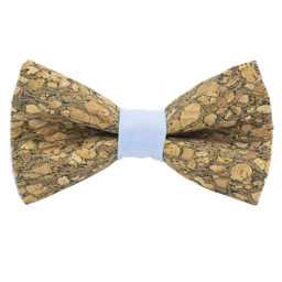 Noeud papillon en liège "Chardonnay" à paillettes dorées bague bleu ciel