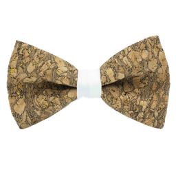 Noeud papillon en liège "Chardonnay" à paillettes dorées bague blanche