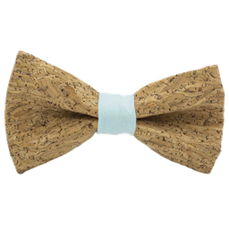 Noeud papillon en liège "Merlot" à paillettes argentées bague vert d'eau
