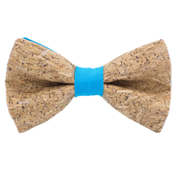 Noeud papillon en liège "Merlot" à paillettes argentées bague turquoise