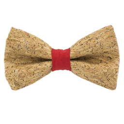 Noeud papillon en liège "Merlot" à paillettes argentées bague rouge