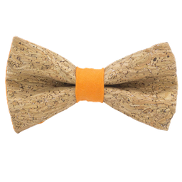 Noeud papillon en liège "Merlot" à paillettes argentées bague orange