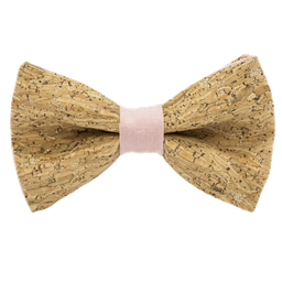 Noeud papillon en liège "Merlot" à paillettes argentées bague corail