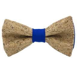 Noeud papillon en liège "Merlot" à paillettes argentées bague bleu roi