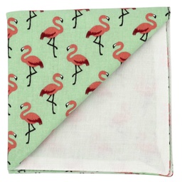 Pochette "Flamingo" flamants roses sur fond vert piscine