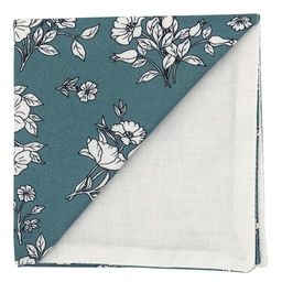 [JA.PO.MO.WHFL.10] Pochette "White Flowers" turquoise