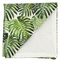 Pochette "Tropical Mood" feuilles vertes sur fond blanc