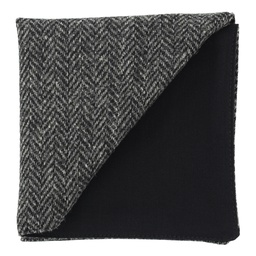 [JA.PO.TW.DUND.16] Pochette en tweed "Dundee" chevron gris foncé