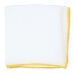 [JA.PO.SO.517B] Pochette en soie blanche à bords jaunes