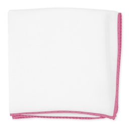[JA.PO.SO.129B] Pochette en soie blanche à bords rose hibiscus