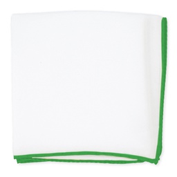 [JA.PO.SO.235B] Pochette JAGGS en soie blanche - bords vert pomme