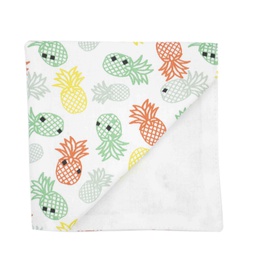 Pochette "Graphic Pineapple" ananas colorés sur fond blanc