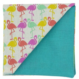 Pochette "Flamingo-Pastel" flamants jaune, turquoise, rose et rouge