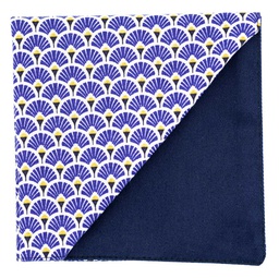 Pochette japonais "Éventails" bleu indigo