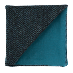 Pochette en tweed "Dundee" chevron turquoise