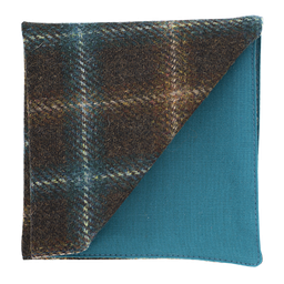 [JA.PO.TW.FOWI.01] Pochette en tweed "Fort William" marron à carreaux turquoises