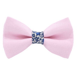 Noeud papillon uni rose pâle "Toulouse" bague Liberty "Emma & Georgina" bleu