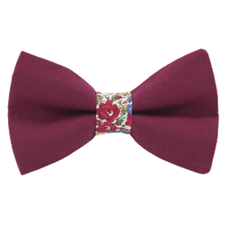 Noeud papillon uni rose framboise "Dallas" bague Liberty "Emma & Georgina" rouge