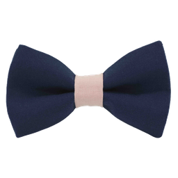 Noeud papillon uni bleu "Paris" bague corail