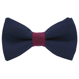Noeud papillon uni bleu "Paris" bague framboise