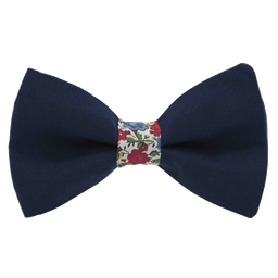 Noeud papillon uni bleu "Paris" bague Liberty "Emma & Georgina" rouge