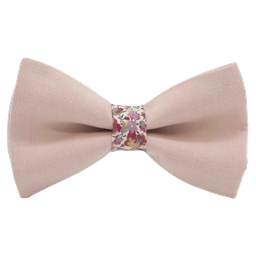 Noeud papillon uni corail "Bali" bague Liberty "Emma & Georgina" rose