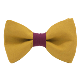 Noeud papillon uni jaune moutarde "New Delhi" bague framboise