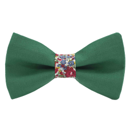 Noeud papillon uni vert foncé "Munich" bague Liberty "Emma & Georgina" rouge