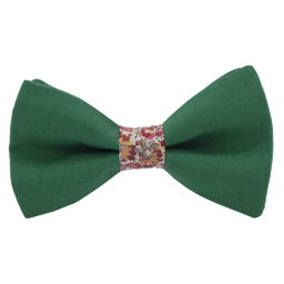Noeud papillon uni vert foncé "Munich" bague Liberty "Emma and Georgina" rose