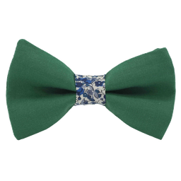 Noeud papillon uni vert foncé "Munich" bague Liberty "Emma & Georgina" bleu