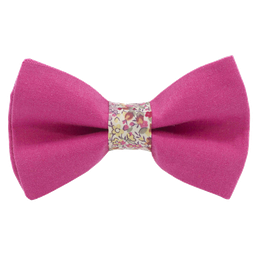 Noeud papillon uni rose fuchsia "Vegas" bague Liberty "Emma and Georgina" rose