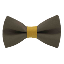 Noeud papillon uni marron "Dakar" bague moutarde