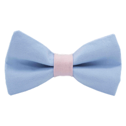 Noeud papillon uni bleu ciel "Portofino" bague rose pâle