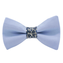 Noeud papillon uni bleu ciel "Portofino" bague Liberty "Emma and Georgina" bleu