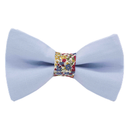 Noeud papillon uni bleu ciel "Portofino" bague Liberty "Emma & Georgina" rouge