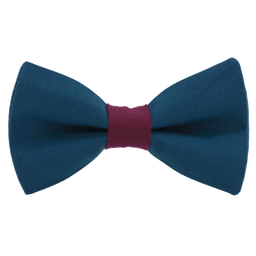 Noeud papillon uni bleu canard "Vienne" bague framboise