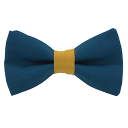 Noeud papillon uni vert canard "Vienne" bague jaune moutarde