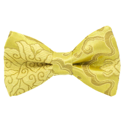 Noeud papillon "Kubilai Khan" ornements dorés sur fond jaune