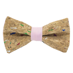 Noeud papillon en liège "Muscat" multicolore bague rose pâle